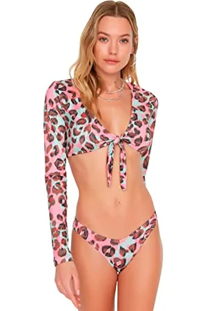 Trendyol Bikini Six con Scollo a V con Fantasia Leopardata Slip, , 0 Donna