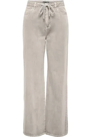 ONLY Onlsilla MW Wide String Pant Pnt Pantaloni, Pumice Stone, (XS) W x 32L Donna