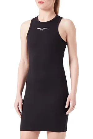 Tommy Hilfiger TJW Lala + Tank Bodycon Dress DW0DW17934 Vestiti Aderenti, (Black), L Donna