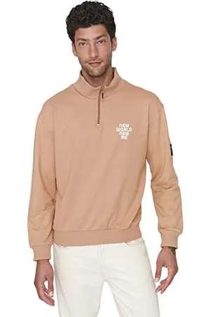 Trendyol Felpa con Colletto in Piedi con Slogan Rilassato Maglia di Tuta, , S Uomo