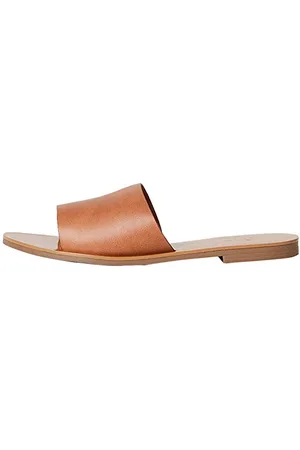 FIND FIND Flat Simple Mule - Sandali a Punta Aperta Donna, Beige (Tan), 37 EU
