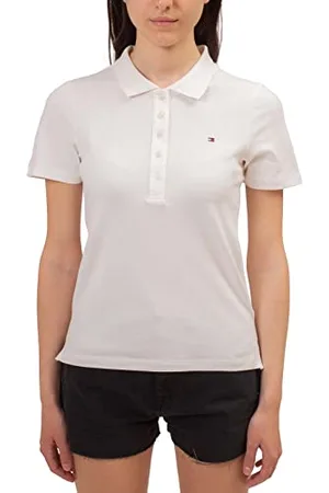 Tommy Hilfiger 1985 SLIM PIQUE POLO SS WW0WW37823, Donna, (Ecru), XXL