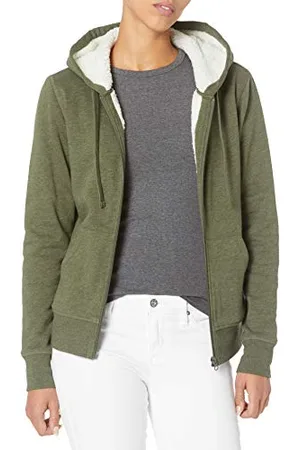 Amazon Giacca con Cappuccio a Cerniera Intera in Pile Foderata in Sherpa (Taglie Forti Disponibili) Donna, , XL