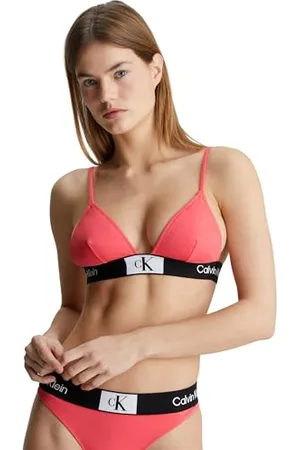 Calvin Klein Top Bikini a Triangolo Donna Fixed Triangle-Rp senza Ferretto, (Calypso Coral), 3XL