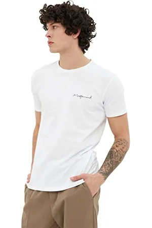 Trendyol T-Shirt da Uomo con Stampa a Maniche Corte con Colletto Rotondo Slim Fit