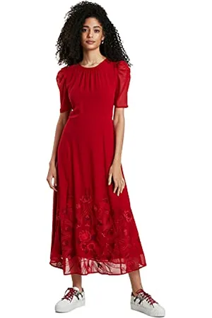 Desigual Vest_yeniséi Vestito Casual, Rot, L Donna
