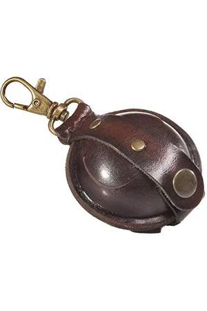 Mika 28071102 – Mini Keyring Made of Real Leather/Saddle Leather Wallet as Key Case with Coin Compartment with Press Stud Button Key Wallet for Small Change in Brown Key Bag Diameter Approx. 5 cm