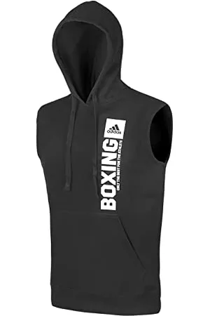 adidas Community Vertical Hoody Sleeveless Boxing Felpa con Cappuccio Senza Maniche, Nero/Bianco, XL Uomo