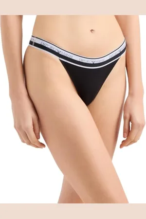 Emporio Armani Stretch Cotton Logoband 2-Pack T-Thong, Mutandine perizoma Donna, (Black), M