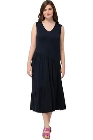 Ulla Popken Abito con Cinturino Svasato Vestito, , 64-66 Donna