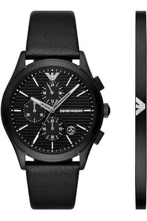 Emporio Armani Set con cronografo da uomo e bracciale in acciaio nero, AR80070SET