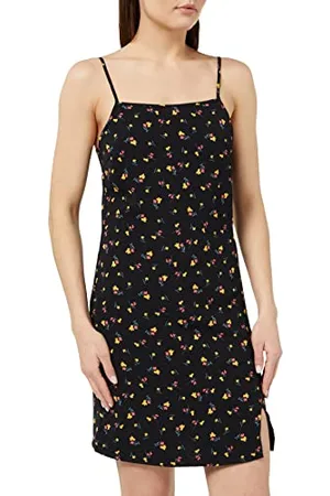 Noisy May Abito Corto con Cinturino Nmclara S Vestito, Nero/AOP: Fiore, S Donna
