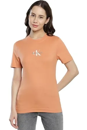 Calvin Klein Jeans MONOLOGO SLIM FIT TEE J20J221426, Donna, (Tropical Orange), S