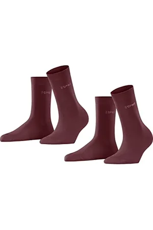ESPRIT Uni 2-Pack W SO cotone tinta unita confezione di 2 paia, Calzini Donna, (Shadow Red 8138), 35-38