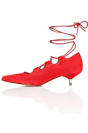 FIND Leda - Tacchi Cinturino alla Caviglia Donna, Rosso (Red), 36 EU