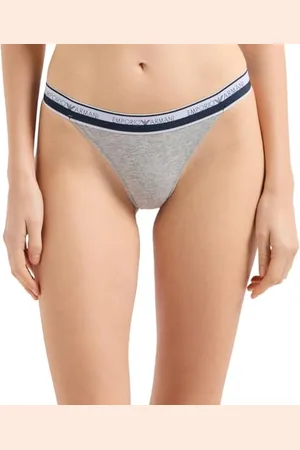 Emporio Armani Stretch Cotton Logoband 2-Pack T-Thong, Mutandine perizoma Donna, (Light Grey Melange), XL