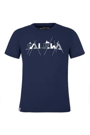 Salewa Graphic Dry K S/S Tee Maglietta, (Navy Blazer Melange), 2 Años Unisex-Bimbi