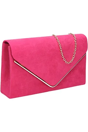Swankyswans Pochette clutch in velluto scamosciato, pochette da festa o da ballo, (Pink (Fuschia)), Taglia unica