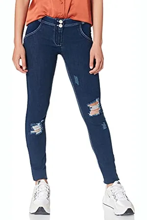 Freddy Pantalone WR.up® Skinny Vita E Lunghezza Regular in Jersey Effetto Denim, Denim Scuro, Small