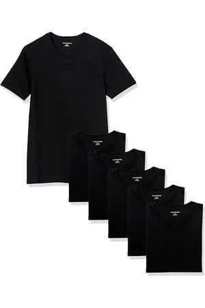 Amazon Maglietta Intima con Scollo a V Uomo, Pacco da 6, , XS