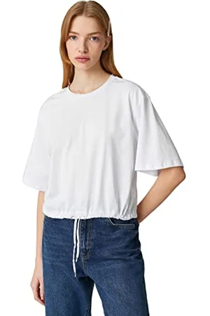 Koton Maglietta in Cotone a Maniche Corte con Scollo Rotondo T-Shirt, (010), M Donna