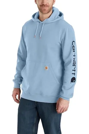 Carhartt Loose Fit Midweight Logo Sleeve Graphic Sweatshirt, Felpa con cappuccio Uomo, (Fog Blue), XL
