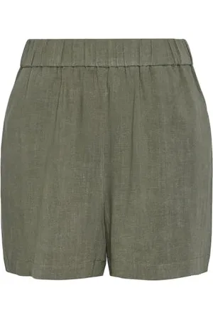 Pieces® PCVINSTY HW Linen Shorts Noos Pantaloncini di Lino, Verde-Deep Lichen Green, XL Donna