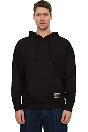 Trendyol Man Basics Oversize Basic Felpa con Cappuccio in Tessuto, , S Uomo