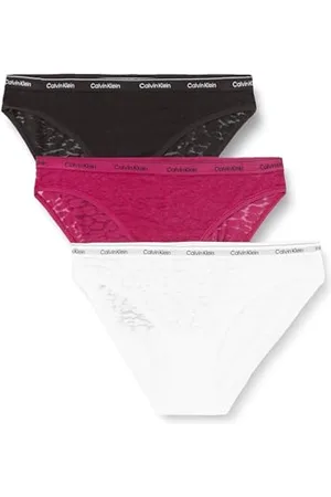 Calvin Klein Slip Bikini Modellanti Donna Confezione da 3 con Pizzo, (Purple Potion/White/Black), XL