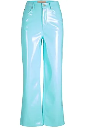 JJXX Jxkenya HW - Pantaloni in Finta Pelle, Blu Aruba/Dettagli: Lucido, S Donna