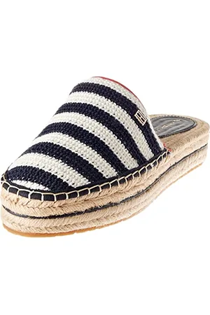 Tommy Hilfiger Espadrillas Donna Feminine Crochet Mule Scarpe in Tela, Blu (Space Blue), 38 EU
