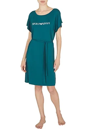 Emporio Armani Pantaloncini Elasticizzati da Donna in Viscosa Short Dress, Verde Tropicale, S