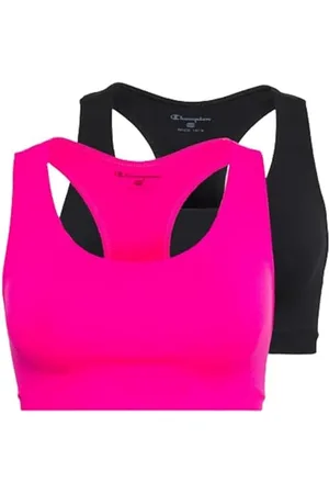 Champion Seamless-Fitness Sports Bra Pack Reggiseno Sportivo, Opaque, (Rosa/Nero), S-M (Pacco da 2) Donna
