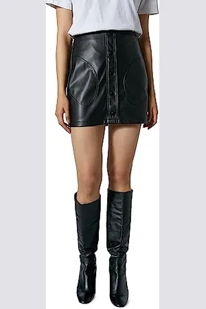 Koton Snap Button Detail Pocket Faux Leather Mini Skirt Gonna, (999), 44 da Donna