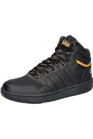 adidas Hoops Mid 3.0 Shoes Kids, Scarpe Unisex-Adulto, Core Black/Core Black/preloved Yellow, 35 EU