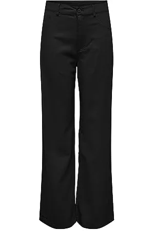 ONLY ONLHOPE-Caro Ex HW Wide Linen Blend NOO Pantaloni di Lino, Black, XL/30 da Donna