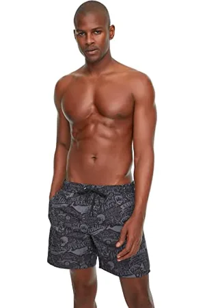 Trendyol Man Beachwear Normal Waist Regular Fit Swimming Shorts Nuoto, Black, L Uomo