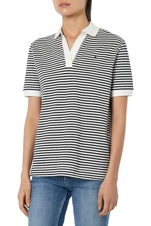 Tommy Hilfiger Maglietta Polo Maniche Corte Donna Regular Fit, Multicolore (Mini Stp Desert Sky/ White), XXS