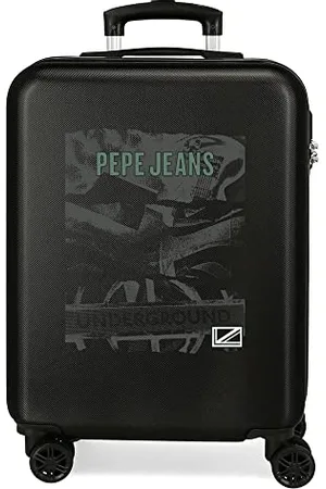 Pepe Jeans Davis - Valigia da cabina nera, 38 x 55 x 20 cm, rigida ABS, chiusura a combinazione laterale, 35 2 kg, 4 ruote, doppia valigia