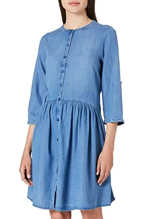 TOM TAILOR Le signore Abito in denim con arricciature 1024137, 10110 - Blue Denim, M