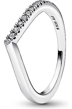 PANDORA Timeless Anello Wish per metà brillante in Sterling con zirconia cubica trasparente, 48