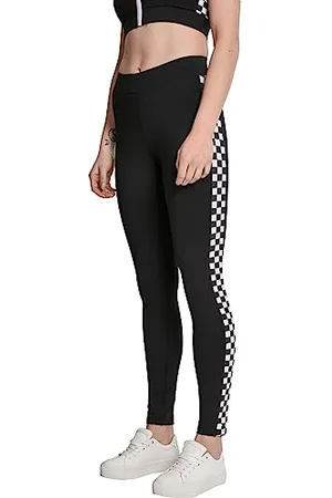 Urban classics Ladies Side Check Leggings, (Blk/Chess 01713), 40 (Taglia Produttore: X-Small) Donna
