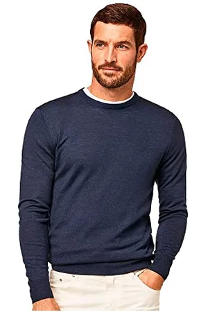Hackett GMD MERINO SILK CREW, Maglione, Uomo, (Navy Blue), XS