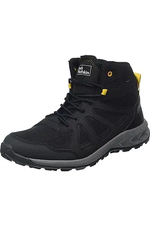 Jack Wolfskin Woodland 2 Texapore Mid M, Sneaker Uomo, Black/Burly Yellow Xt, 44.5 EU