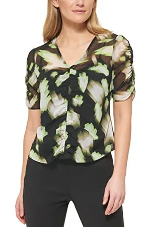 DKNY Felpa Stampata con Maniche Corte e Frontali Blouse, , M Donna