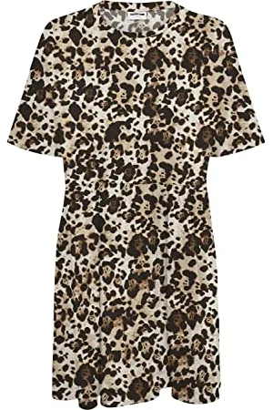 Noisy May Nmkerry S/S Short Dress S Curve Vestito, Nero/AOP: Leo, 54 Donna