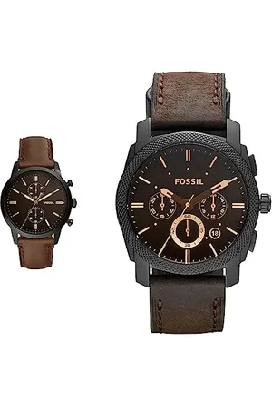 Fossil Orologio Townsman Uomo 44 mm, movimento cronografo al quarzo, cassa in acciaio inossidabile nera da 44 mm, FS5437 & Orologio Machine da uomo, cassa in acciaio inossidabile marrone da 42 mm