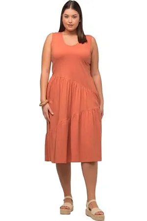 Ulla Popken Flared Strap Dress Vestito, Koralle, 48-50 Donna