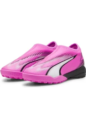 PUMA Ultra Match LL TT + Mid JR, Soccer Shoe, Poison Pink White Black, 37.5 EU