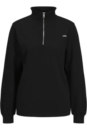 JJXX Jxabbie RLX-Felpa con Mezza Zip Maglia di Tuta, Black/Print:White Logo, S Donna